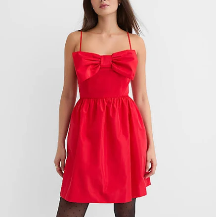 Women's Loft Bow Strappy Mini Pocket Dress