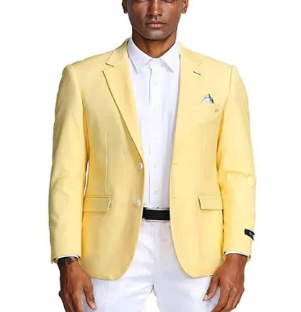Men's Slim Fit Linen Two Button Blazer