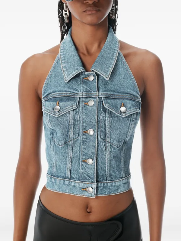 Cropped Denim Vest