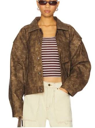 Lioness Women's Hailey Oversize Faux Leather Bomber Jacket