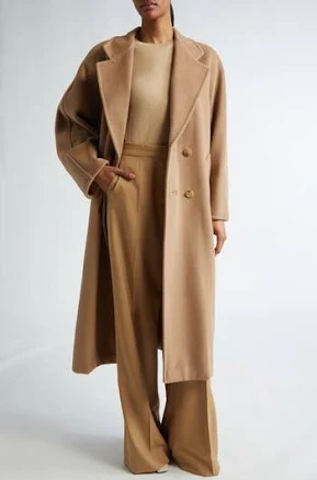 Max Mara Madame Double Breasted Wool & Cashmere Belted Coat in Camel at Nordstrom, Size 4
