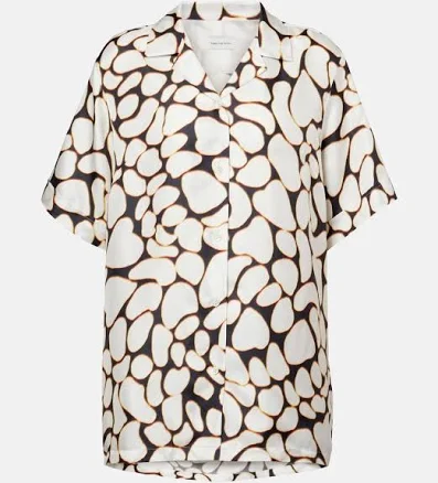 Dries Van Noten, Printed silk shirt, Women, White, US 10, Tops