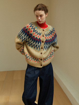 Zigzag Nordic Alpaca Cardigan