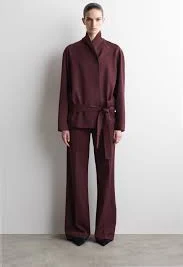 Belted Wool-Blend Shawl-Collar Jacket
