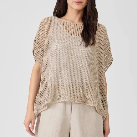 Eileen Fisher Women's Bateau Neck Cap Sleeve Linen Sweater