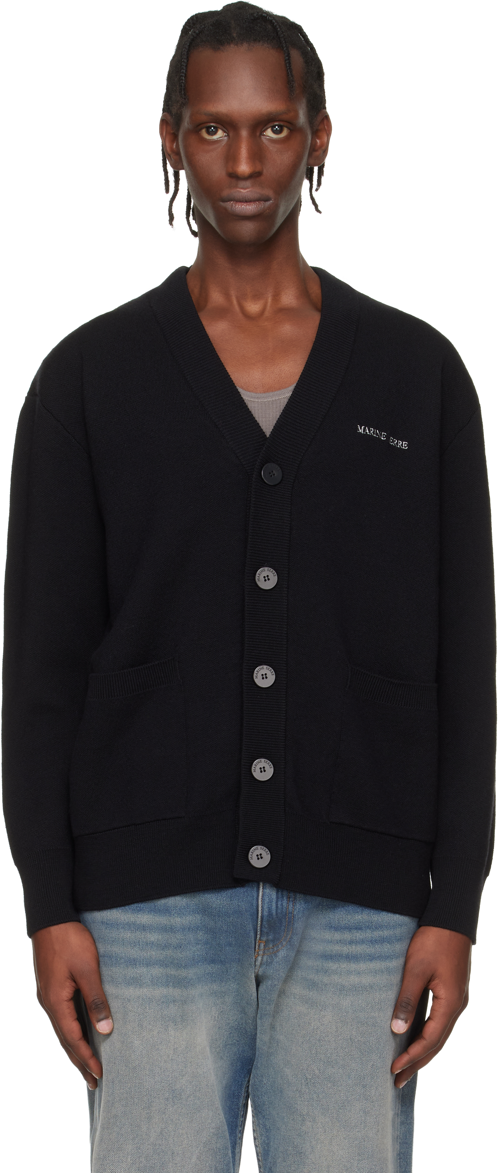 Black Merino Wool Knit Maxi Cardigan