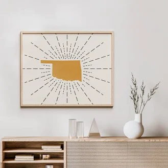 Oklahoma Boho Wall Art - Bohemian Decor, Oklahoma Boho Print, Abstract Oklahoma Wall Art, Mid Century Modern State of Oklahoma