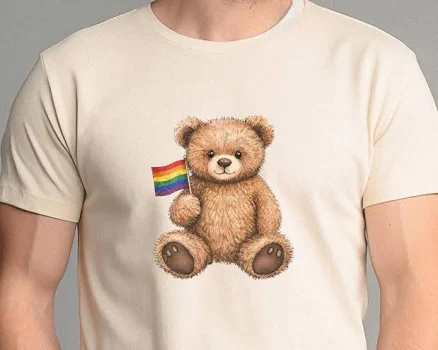 Pride Teddy Bear Rainbow Flag Tee
