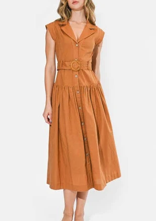Adelyn Rae Women's Kennedy Belted Midi Shirtdress