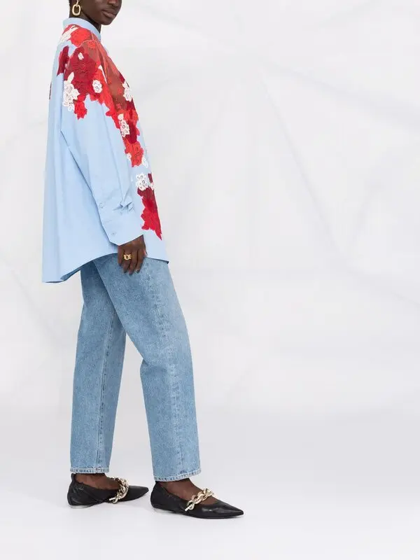 Floral-lace Panel Shirt