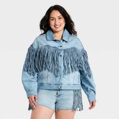 Universal Thread Women's Fringe Denim Jacket