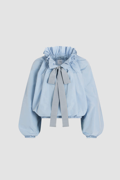 Iconic drawstring top in recycled faille - Pearl Blue - 34