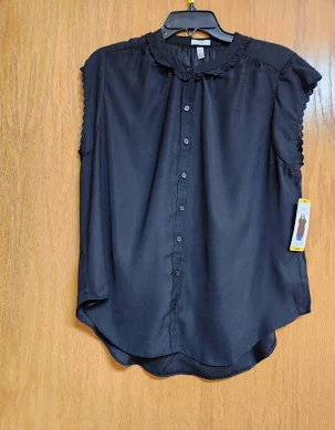 Joie Black Ruffled Short Sleeve Top. Nwt. Large. Cute.Joie Black Ruffled Short Sleeve Top. Nwt. Large. Cute.