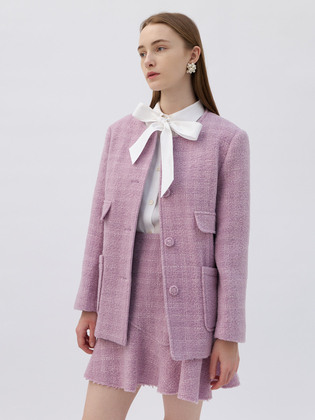 Violet Boucle Long Jacket