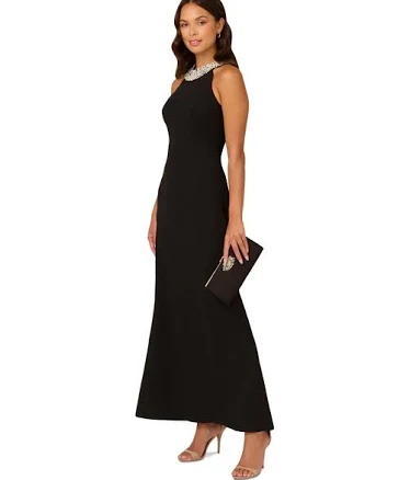 Adrianna Papell Women's Beaded Halter-Neck Gown