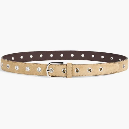 Toteme Eyelet-embellished suede belt - Women - Beige Belts