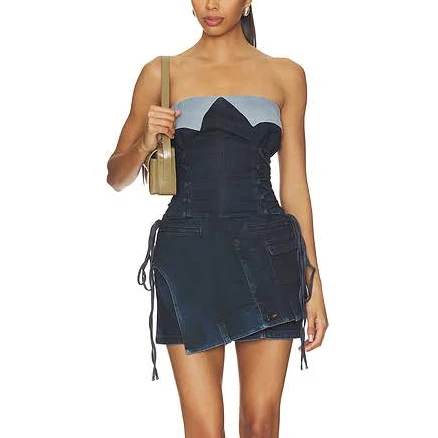 MARRKNULL Women's Dislocation Suit Bandeau Dress