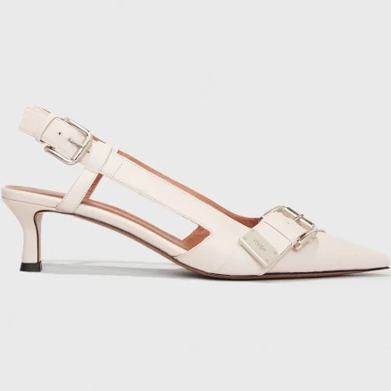 Maje Women's leather Double buckle slingback pump for Spring/Summer, size 6.5, in color White / White