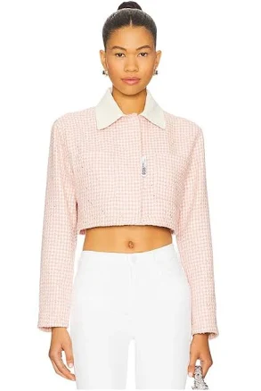 Tweed Crop Jacket In Pink