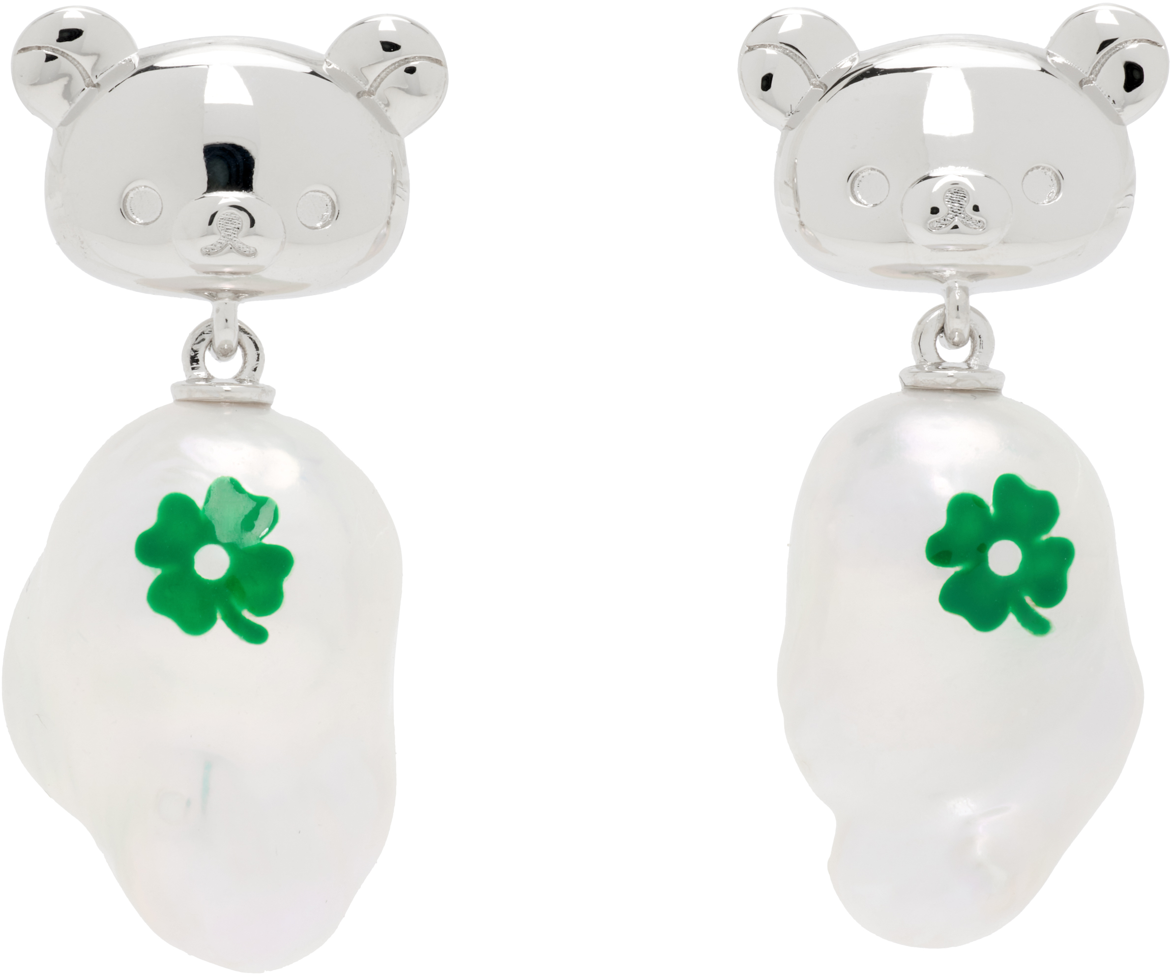Rilakkuma Edition Clover Baroque Pearl Earrings