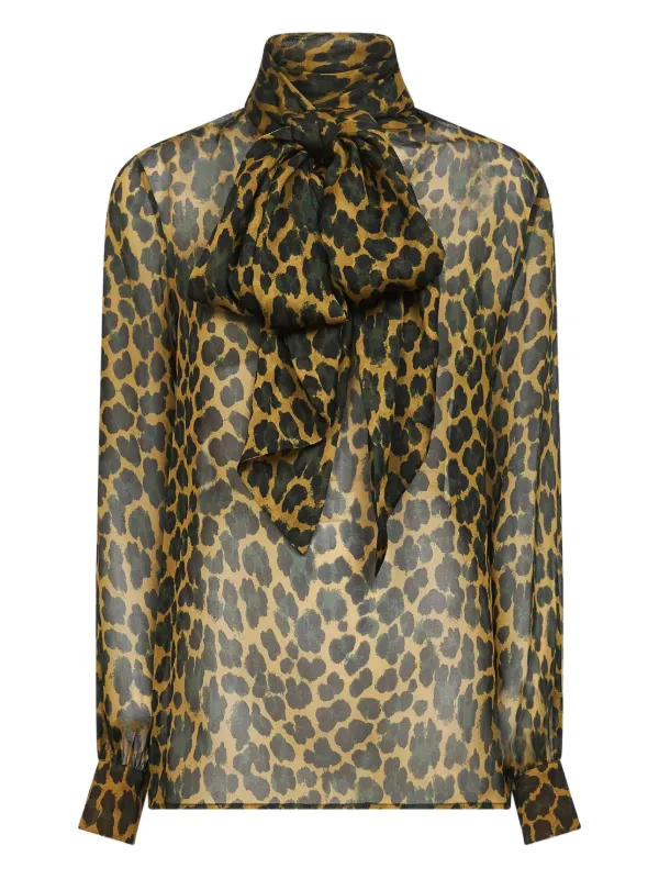Leopard-print Silk Shirt