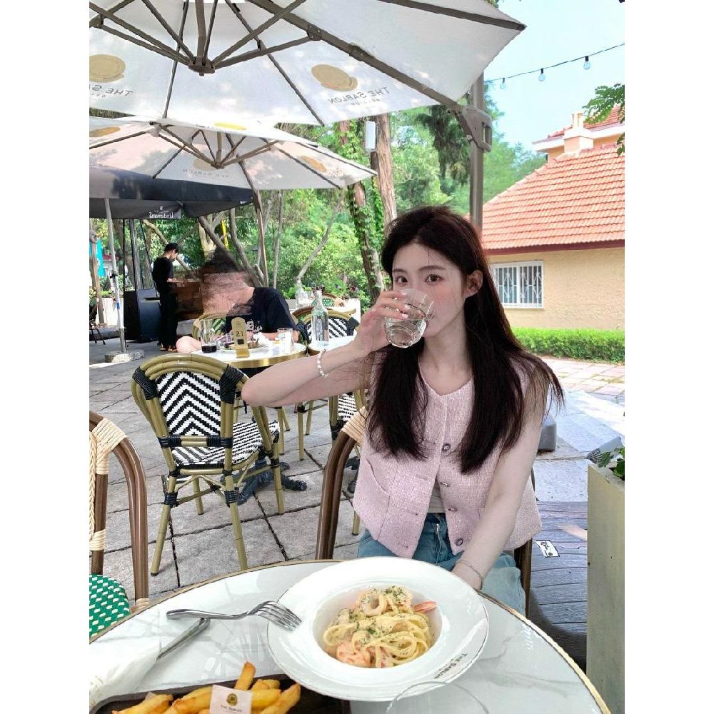 탑 조끼 숏 미니원피스 가디건 여름 민소매 트위드 뷔스티에 재킷 나시