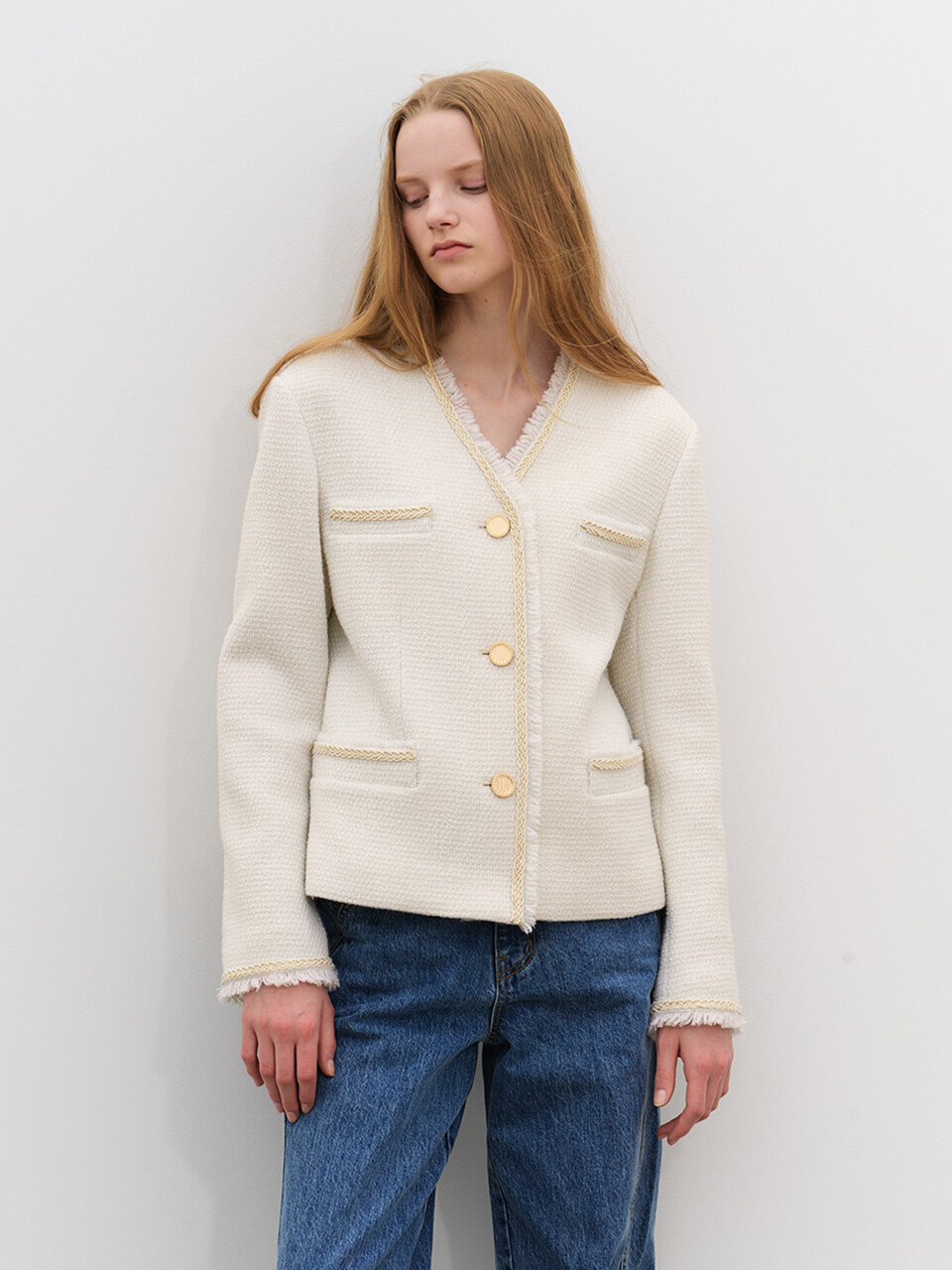 Fringe Tweed Wool Jacket