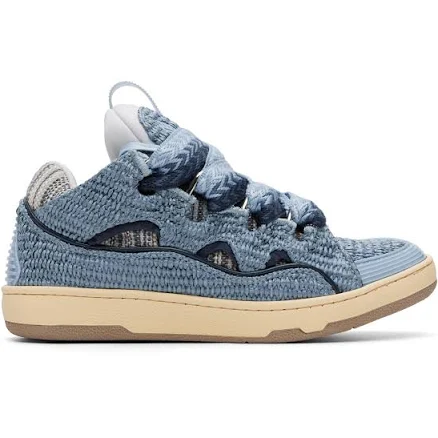 Lanvin Blue Faux-Raffia Curb Sneakers