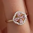 14k Gold Clover Ring with Pink Cubic Zirconia