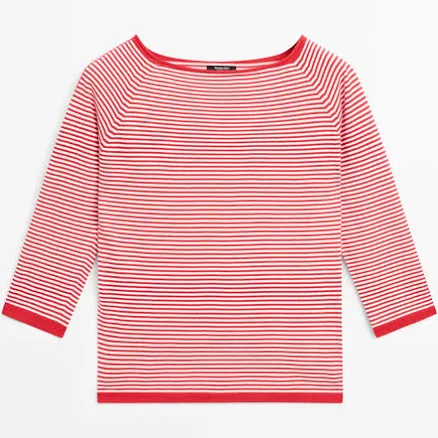 Massimo Dutti Cotton Blend Striped Knit Sweater