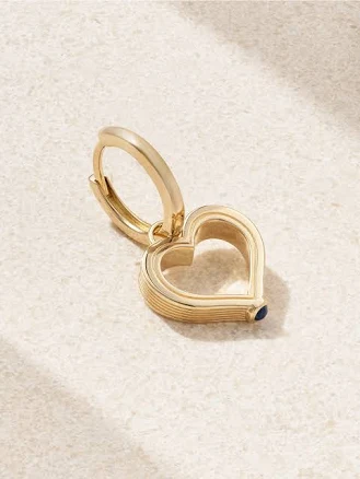 Marie Lichtenberg Heart Baby 18-karat Gold Sapphire Hoop Earrings