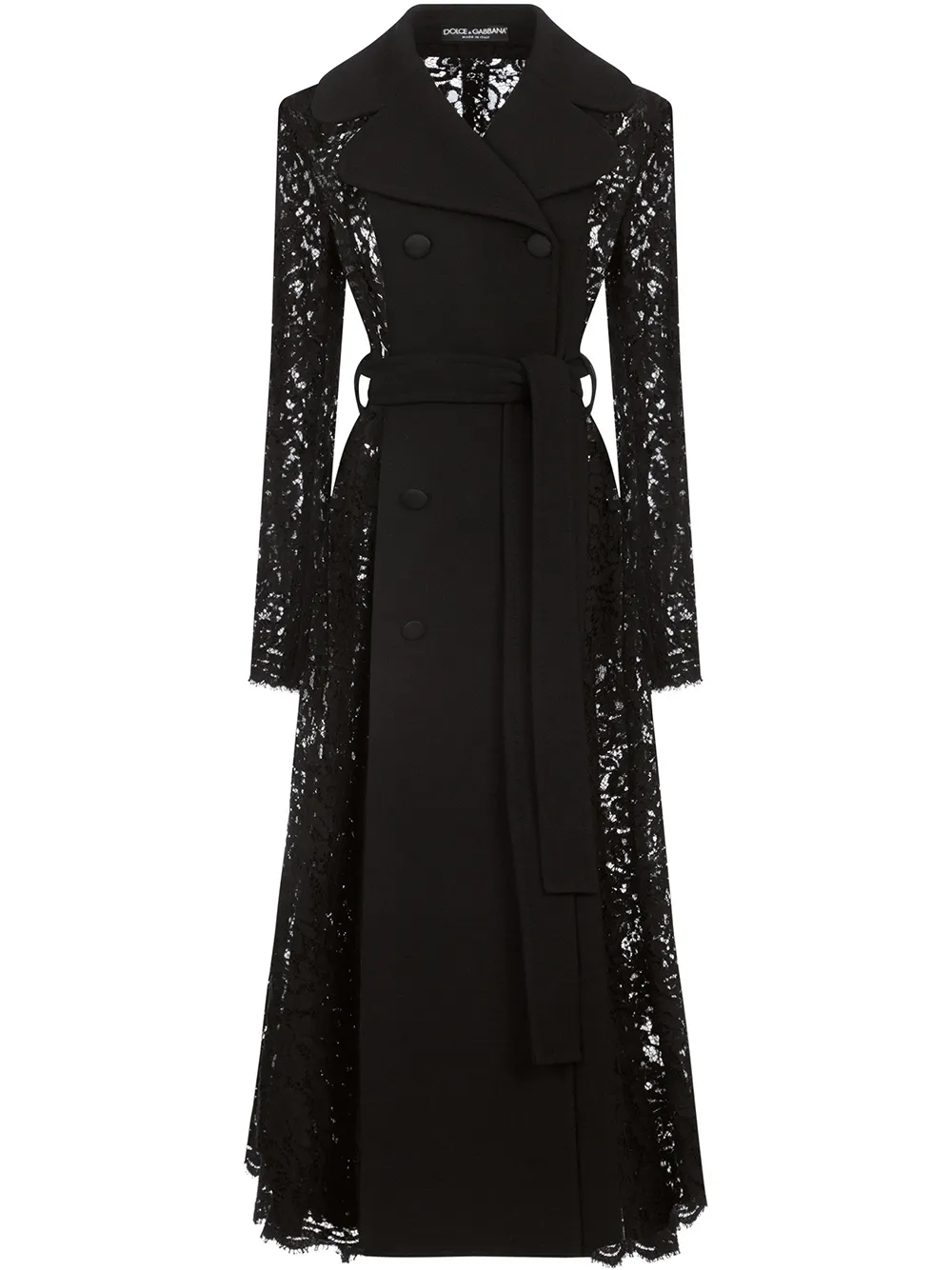 Lace-detail Double-breasted Coat