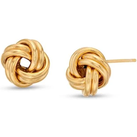 14K Yellow Gold Double Knot Stud Earrings