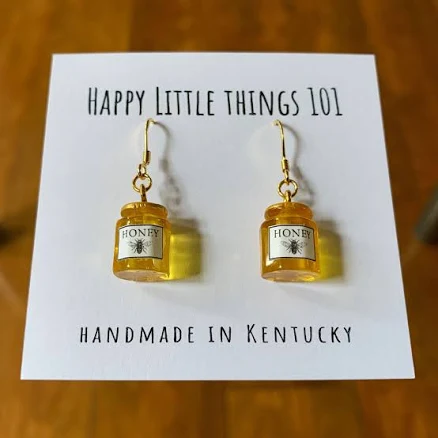 18K Gold Plated Honey Jar Dangle Earrings