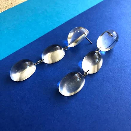 Domed Oval Tri Dot Drop Earrings