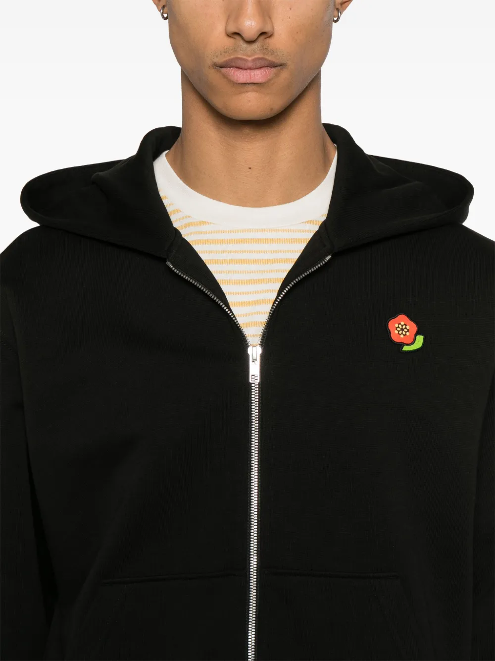 Zipped Hoodie With Patch Smiley
