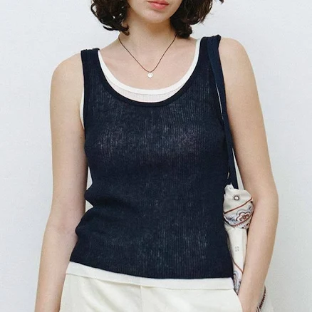 MONGDOL Sleeveless Layered Ribbed Knit
