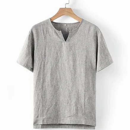 Men's Lightweight Linen V-Neck Tee