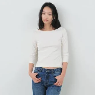 CITYBREEZE Cotton Boat Neck Long Sleeve T-Shirt _4COLORSCITYBREEZE Cotton Boat Neck Long Sleeve T-Shirt _4COLORS
