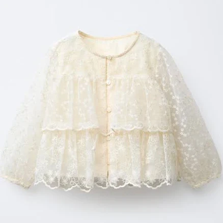 Zara Kids Floral Ruffled Tulle Top