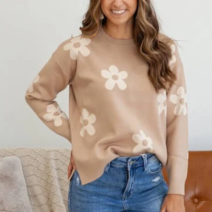 Jacquard Flower Sweater