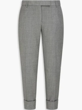 Thom Browne Cropped grain de poudre wool tapered pants - Women - Gray Pants - IT 46
