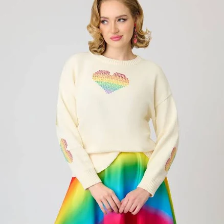 Unique Vintage Heart Cross Stitch Sweater