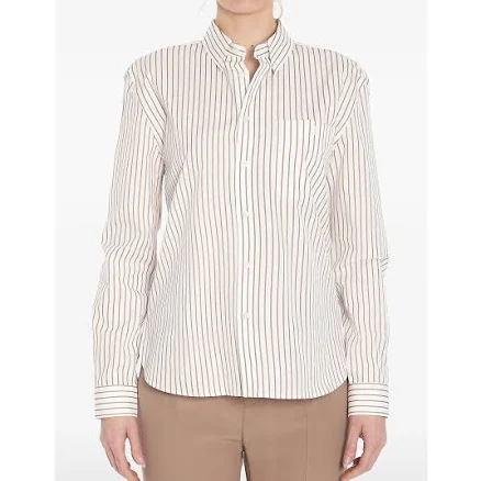 Saint Laurent Women's Shrunken Striped Button Down Shirt