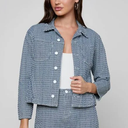 L'AGENCE Women's Nelly Cropped Stripe Jacket