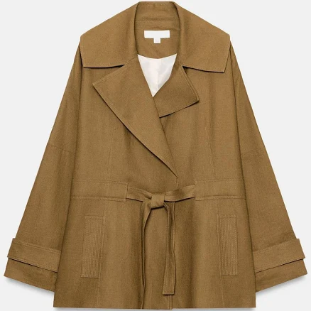 Zara Linen Blend Belted Trench Jacket