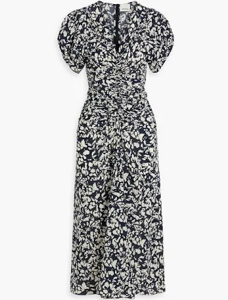 Isabel Marant Women's Lilia Ruched Stretch Silk Midi Dress