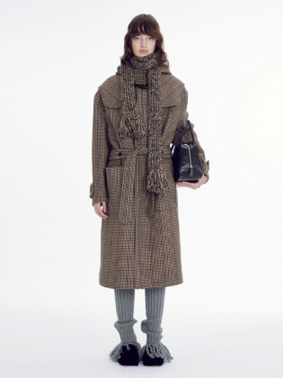 Check Wool Blend Duffle Coat