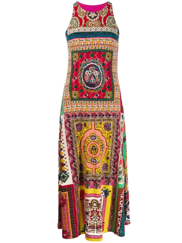 Bohemian-Print Sleeveless Dress