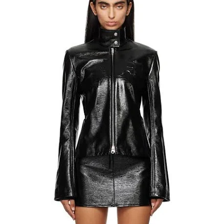 Courreges Women's Iconic Zipped Vinyl Biker Jacket